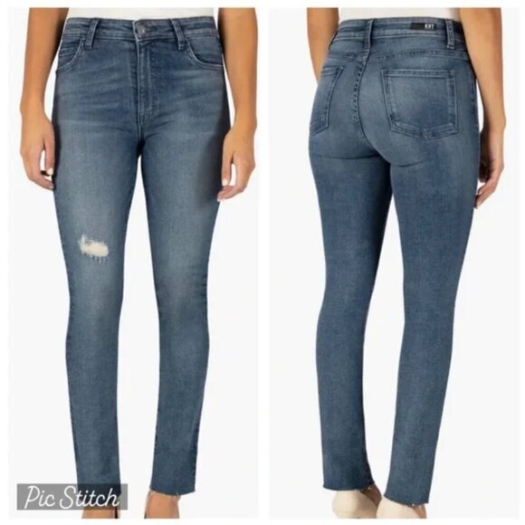 Kut from the Kloth Denim - Kut From The Kloth Chrissie High Rise Slim Straight Leg Raw Hem Jeans